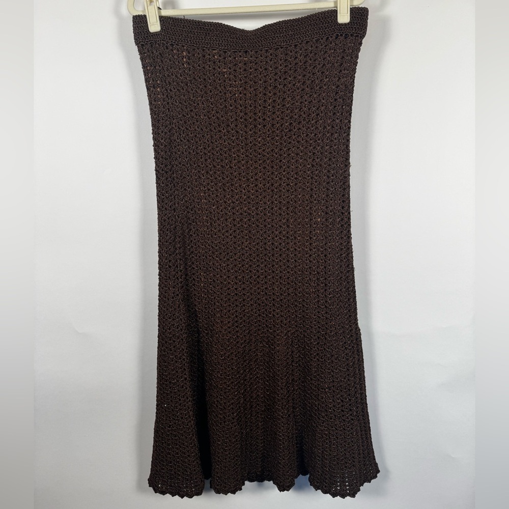 Hansen & Gretel Open Knit Maxi Skirt Womens XL Crochet Lined Boho Indie Festival